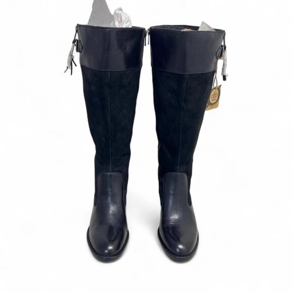 Børn Wide Calf Knee High Tall Uchee Boots Leather Suede Black 9M New - Picture 3 of 7